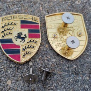 Pair of PORSCHE STUTTGART HOTROD Carpet Emblem Floormat Decoration SIGN MINT